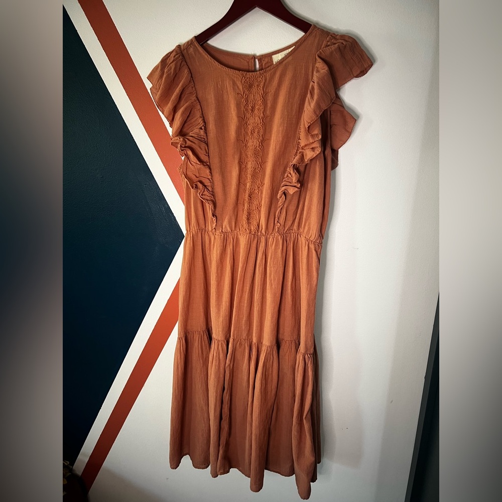 Universal Thread Rust Tiered Ruffle Maxi Dress